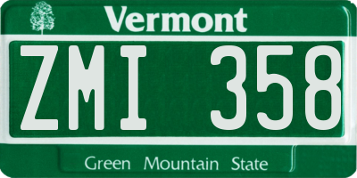 VT license plate ZMI358