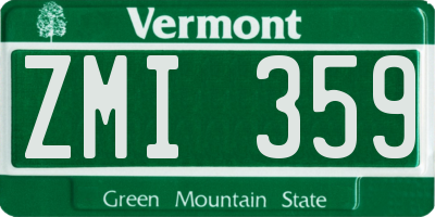 VT license plate ZMI359