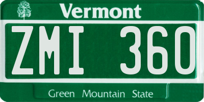 VT license plate ZMI360