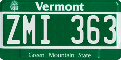 VT license plate ZMI363