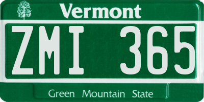 VT license plate ZMI365