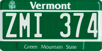VT license plate ZMI374