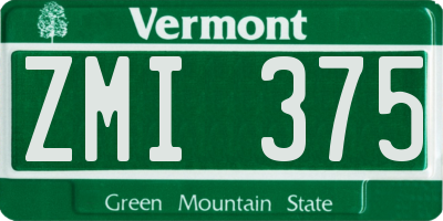 VT license plate ZMI375