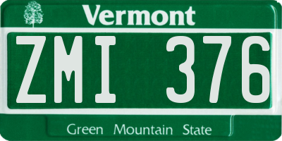 VT license plate ZMI376