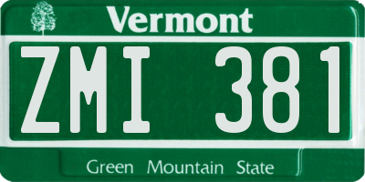 VT license plate ZMI381
