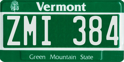 VT license plate ZMI384