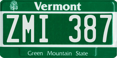 VT license plate ZMI387