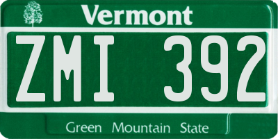 VT license plate ZMI392