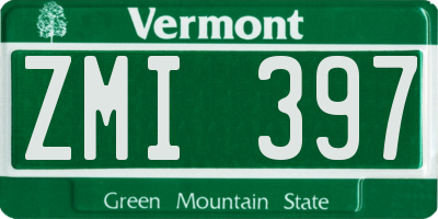 VT license plate ZMI397