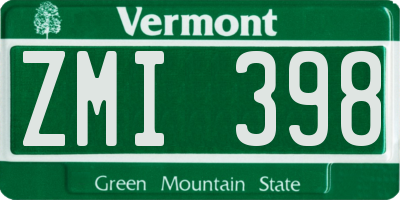VT license plate ZMI398