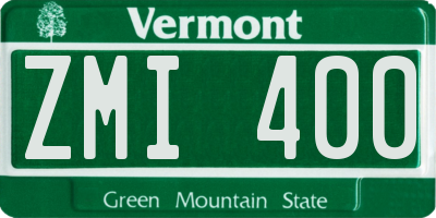 VT license plate ZMI400
