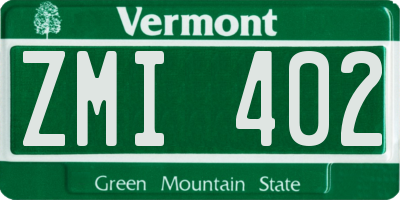 VT license plate ZMI402