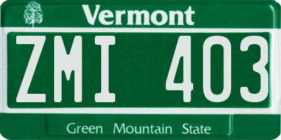 VT license plate ZMI403