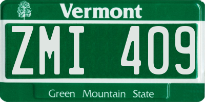 VT license plate ZMI409