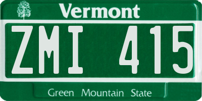 VT license plate ZMI415