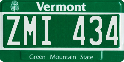 VT license plate ZMI434