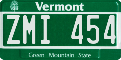 VT license plate ZMI454