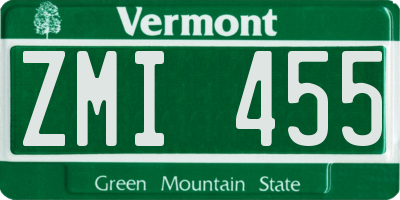 VT license plate ZMI455