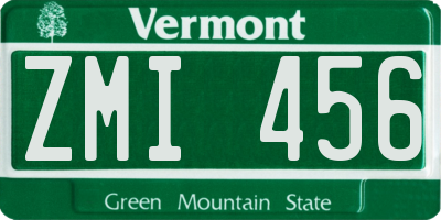 VT license plate ZMI456