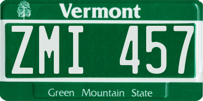 VT license plate ZMI457