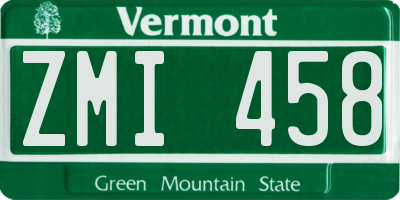 VT license plate ZMI458