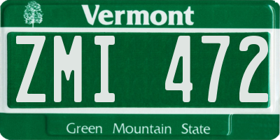 VT license plate ZMI472