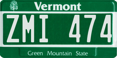 VT license plate ZMI474