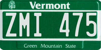 VT license plate ZMI475