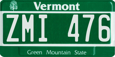 VT license plate ZMI476