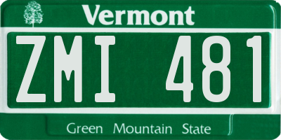 VT license plate ZMI481