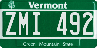 VT license plate ZMI492