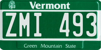 VT license plate ZMI493