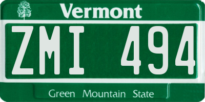 VT license plate ZMI494
