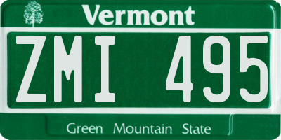 VT license plate ZMI495