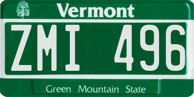 VT license plate ZMI496