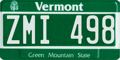 VT license plate ZMI498