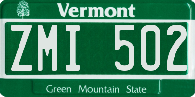 VT license plate ZMI502