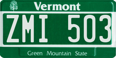 VT license plate ZMI503