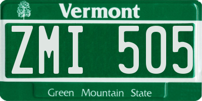 VT license plate ZMI505