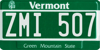 VT license plate ZMI507