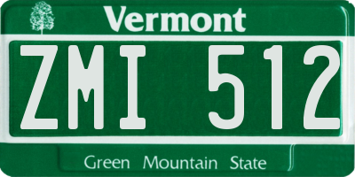VT license plate ZMI512