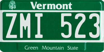 VT license plate ZMI523