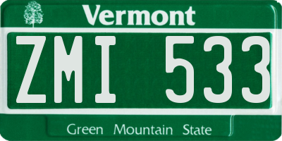 VT license plate ZMI533
