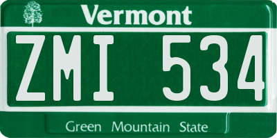 VT license plate ZMI534