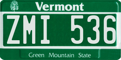 VT license plate ZMI536