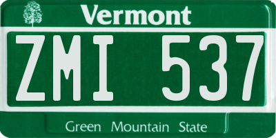 VT license plate ZMI537