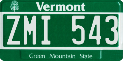 VT license plate ZMI543