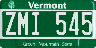 VT license plate ZMI545