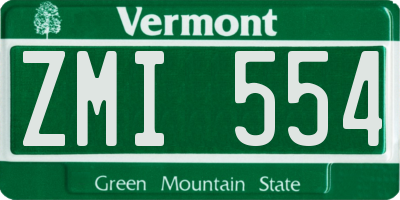 VT license plate ZMI554