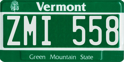 VT license plate ZMI558
